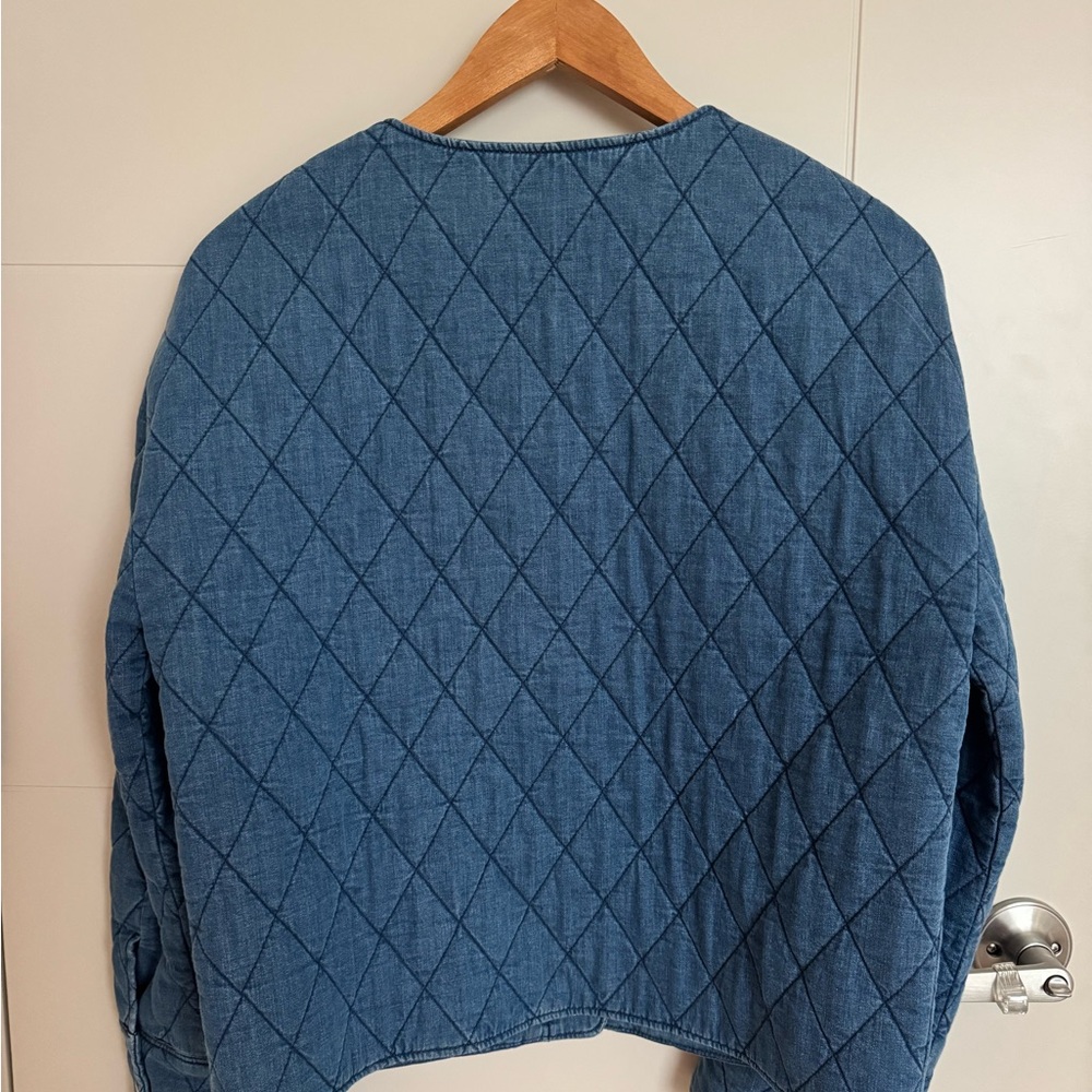 Sezane New Quilted Blue Denim Jacket - Picture 6 of 6